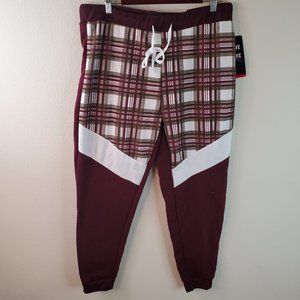 Love Love Love Womens Burgundy Plaid Colorblock Jogger